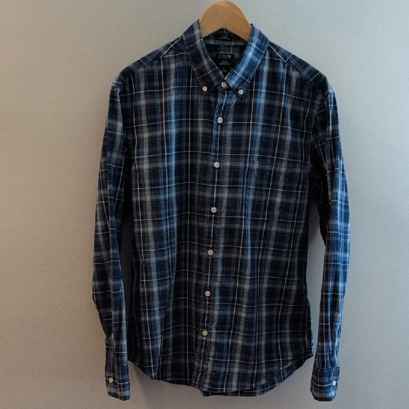 J. Crew Men's Large Slim Untucked Flex Washed Long Sleeve Shirt Style #BI051 - Picture 2 of 15